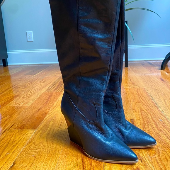 JESSICA SIMPSON HAVRIE LEATHER KNEE HIGH WEDGE BOOTS đź–¤ - Picture 8 of 9